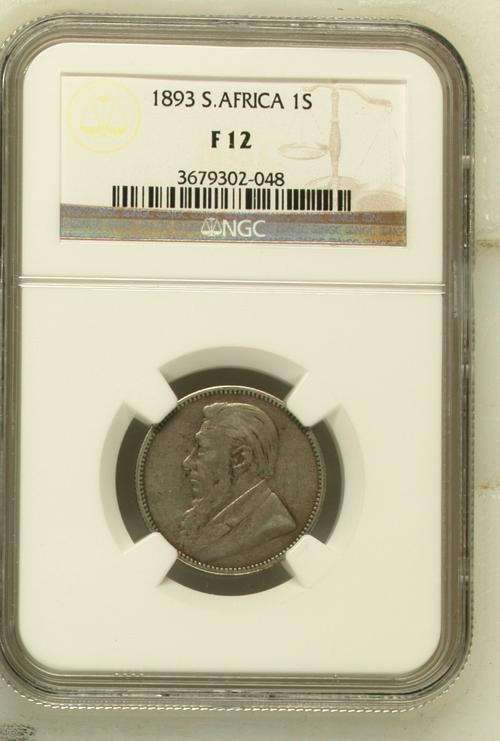 *** Very Low Mintage - Key Date *** ZAR 1893 One Shilling (1S) - NGC Graded F12 - F Value = R3,000
